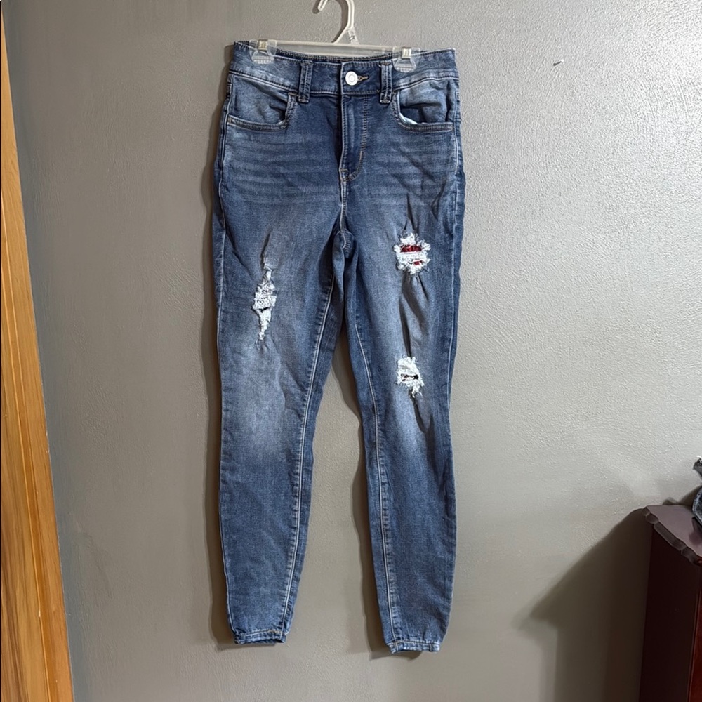 Skinny Blue Jeans with Subtle Fading